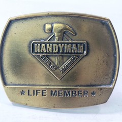 Vintage 90&rsquo;s 1996 Handyman Club Of America Life Member Hammer Logo Belt Buckle