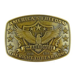 America&rsquo;s Freedom Belt Buckle 2nd Amendment Gun Rights Antique Bronze Eagle