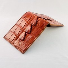 Natural Genuine Alligator Crocodile Leather skin Men Bifold Wallet Handmade 11