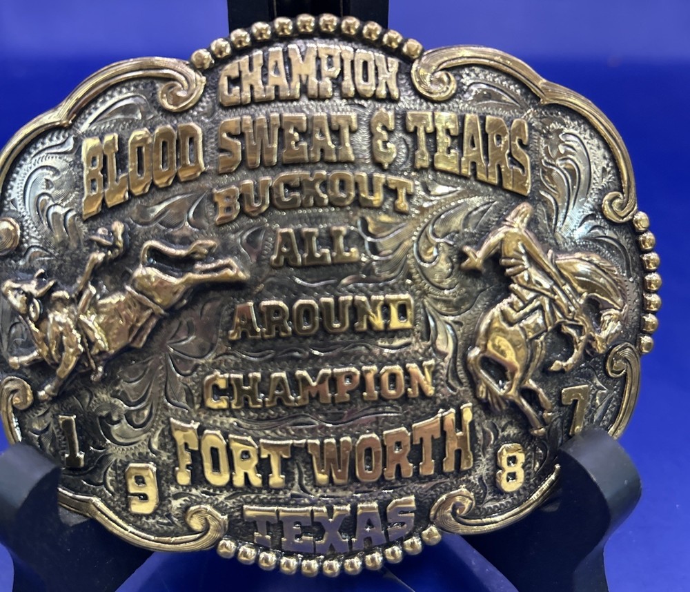 Leo Smith Signed Blood Sweat And Tears Buckout All Round Champion 1987 Buckle