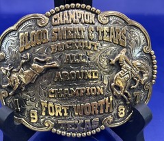 Leo Smith Signed Blood Sweat And Tears Buckout All Round Champion 1987 Buckle