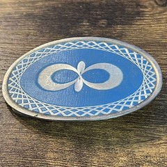 Vintage Western Blue, White Silver Etched Pattern With Rope Boarder B19