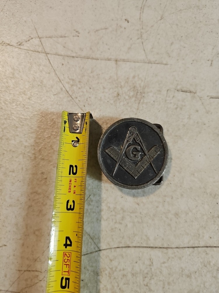 Vintage FREEMASON Metal Round Belt Buckle MASONIC.