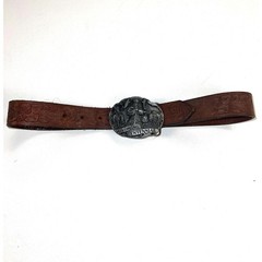 Wyoming Centennial 1990 Pewter Siskiyou Belt Buckle & Cowhide Leather Belt