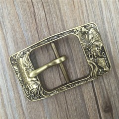 Solid Brass Men&rsquo;s Engraved Vintage Pin Buckle Belt Buckle Fits 1.5 Inch Belts；