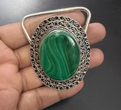 Malachite Gemstone 925 Sterling Silver Handmade Belt Buckles Vintage Gift For