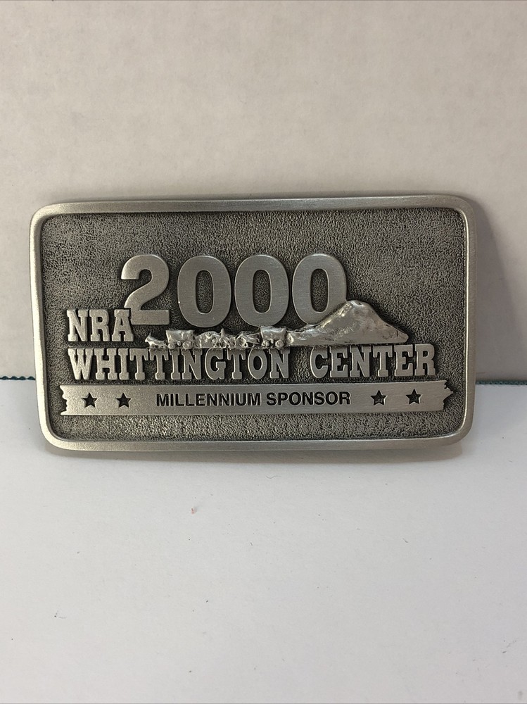 NRA Whittington Center 2000 Millennium Sponsor Belt Buckle 3 3/4&Prime; x 2&Prime; Pewter