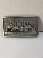 NRA Whittington Center 2000 Millennium Sponsor Belt Buckle 3 3/4&Prime; x 2&Prime; Pewter