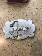 Two Toned Silver Horse Head and Horseshoe Belt Buckle Made in Hong Kong