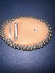 Men&rsquo;s Oval Western Belt Buckle Leather/Metal Eagle Braided Edge Fits 1.5 in