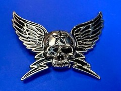 Winged Skull with Stars Reflective Gothic Punk Motorcycle Biker Belt Buckle