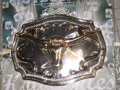 New Hot Buckles Chrome Long Horn Steer Head Gold Silver & Gold Color old stock