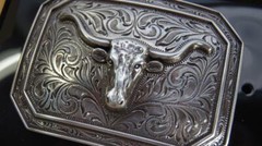 Ariat Western Rectangle Smooth Edge Longhorn Silver Belt Buckle A37008