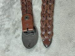 Mens Oden floral Leather Tooled Belt Buckle W/ Brown Leather Braided Belt