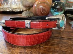 Navajo Sterling Silver Turquoise Belt Buckle 33-35-1.25-.75🐊✅
