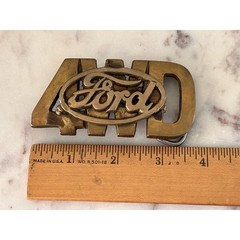 Vintage Ford Brass Belt Buckle Automotive Logo 4023 Taiwan Retro Truck Accessory