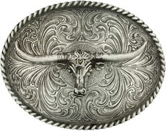 Montana Silversmiths Longhorn Collection Western Attitude Belt Buckle