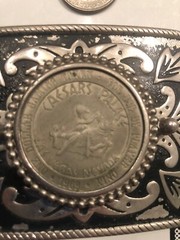 Belt Buckle Caesars￼ Palace Casino Ceasar 1968 Gaming Token 1 one dollar chip