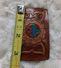 vintage NATIVE AMERICAN belt buckle TOOLED handcrafted WESTERN leather INDIAN