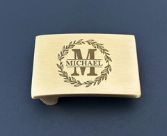 Buckle Engraved Solid Brass Belt Buckle Custom Personalized Monogrammed Buckle