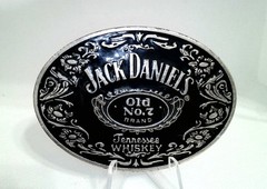 Jack Daniel&rsquo;s Belt Buckle Black Silver Oval Tennessee Whiskey Old No 7