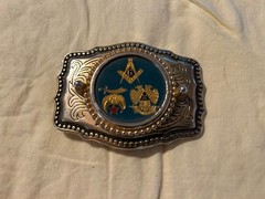 Vintage Masonic 32nd Degree Freemasons Shriner Western Style Belt Buckle