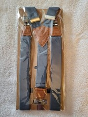 Beautiful Dusty Blue Bowtie & Matching Suspenders Set Wedding Prom Teens Adult