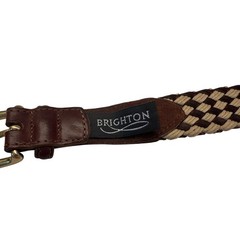VTG Brighton Braided Brown Leather Belt Solid Brass Buckle Sz 34 Men&rsquo;s 90s USA