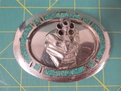 Shooting Revolver Belt Buckle Turquoise