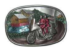 Bergamot Brass Works 1984 Men&rsquo;s Belt Buckle Motorcycle Engraved Riding USA