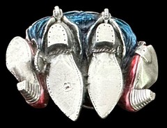 Western Cowboy Heavy Belt Buckle KNOCKING BOOTS Funny Unique Design VINTAGE 1982