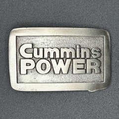 Vintage Cummins Power Belt Buckle Silver Tone Metal 3&Prime; x 2&Prime;