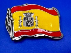 Spain Spanish Madrid Barcelona Flags Enameled Figural Patriotic Belt Buckles