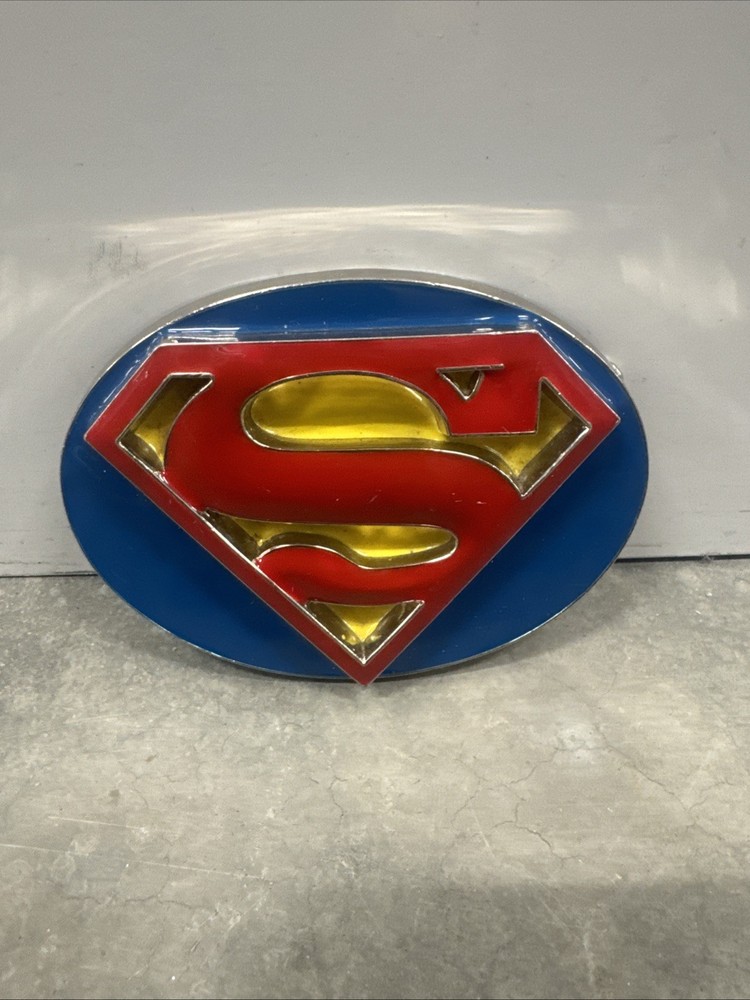 Classic Superman Logo Belt Buckle Metal Enamel DC Comics Blue