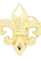 New Men Women Gold Metal Belt Buckle French Fleur De Lis Lily Flower Collection