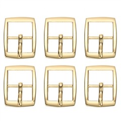 6 Pcs 0.6 Inch Single Prong Buckles Square Center Bar Buckles, Gold Tone