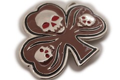 Men Women Silver Fashion Belt Buckle Skull Skeleton Brown Clover Leaf Rock Punk