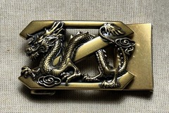 Vintage Style Dragon Belt Buckle Bronze Tone Asian Dragon 1.25 Strap
