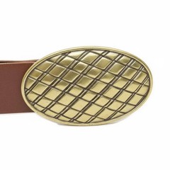 Vintage Style Metal Geometric Print Oval Belt Buckle