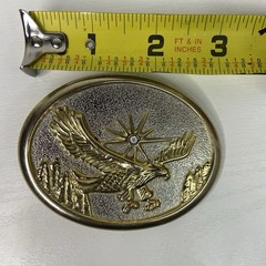 Men&rsquo;s Western Eagle Oval Belt Buckle Silver Gold Tone Metal Fits 2 in Belt