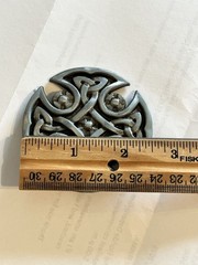 Celtic Cross Belt Buckle Irish Antique Knot Shield Brushed Silver 2.5&Prime; Indie 80s