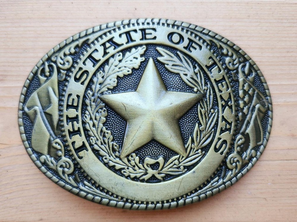 WESTERN STAR STATE OF TEXAS BRONZE RODEO COWBOY COWGIRL BELT BUCKLE