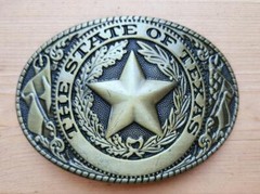 WESTERN STAR STATE OF TEXAS BRONZE RODEO COWBOY COWGIRL BELT BUCKLE