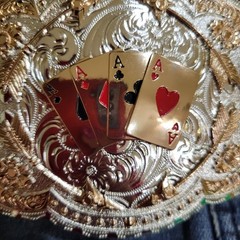 Four Aces Western Belt Buckle Cowboy Fashion Rodeo Jeans Buckle Silver & Roseto