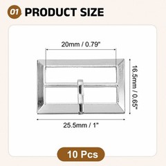 10Pcs Belt Buckle, 0.79&Prime; Single Prong Rectangle Buckles, Silver