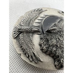 Siskiyou Buckle Co. Pewter Belt Buckle 1995 Wolf Eagle Native