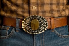 Antique Gold Silver Tigers Eye Belt Buckle Western Cowboy Fashion Style