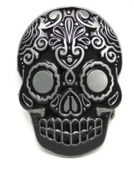 Black Sugar Skull Belt Buckle Metal BU180