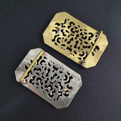 Retro Solid Brass Classical hollowed Design Belt Buckle for Leather Craft DIY