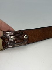 Shambu Mexico Eagle Leather Belt And Brass Buckle 35” Long 1.5” Wide